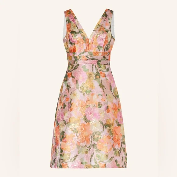 NWT Adrianna Papell- Multi Floral Jacquard Midi Dress Sz 14 - Picture 3 of 16